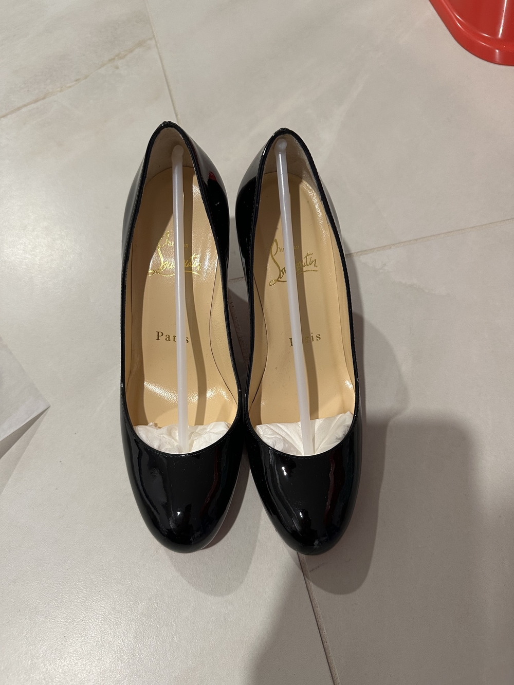 Christian Louboutin Black Patent Round-Toe Pumps (Simple Pump 70 mm)